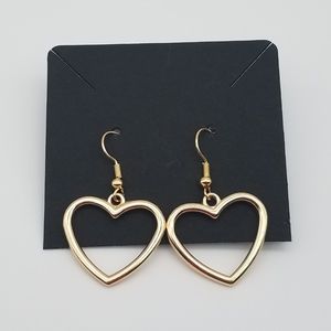 Gold Heart Drop Earrings (NWOT)